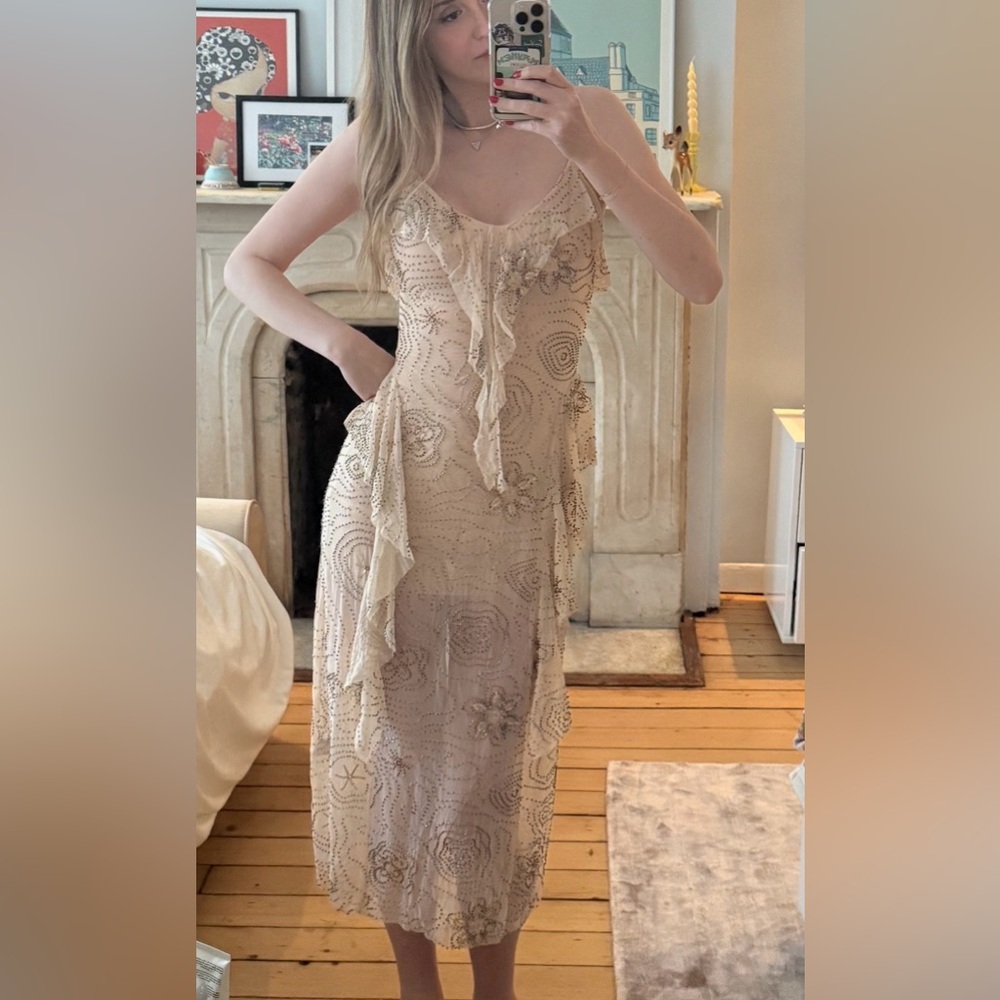 Zara Beige Floral Maxi Dress